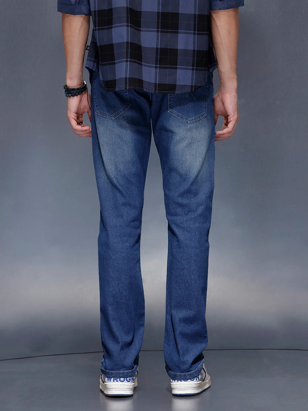 Men’s timeless blue straight-fit denim | Med Stone