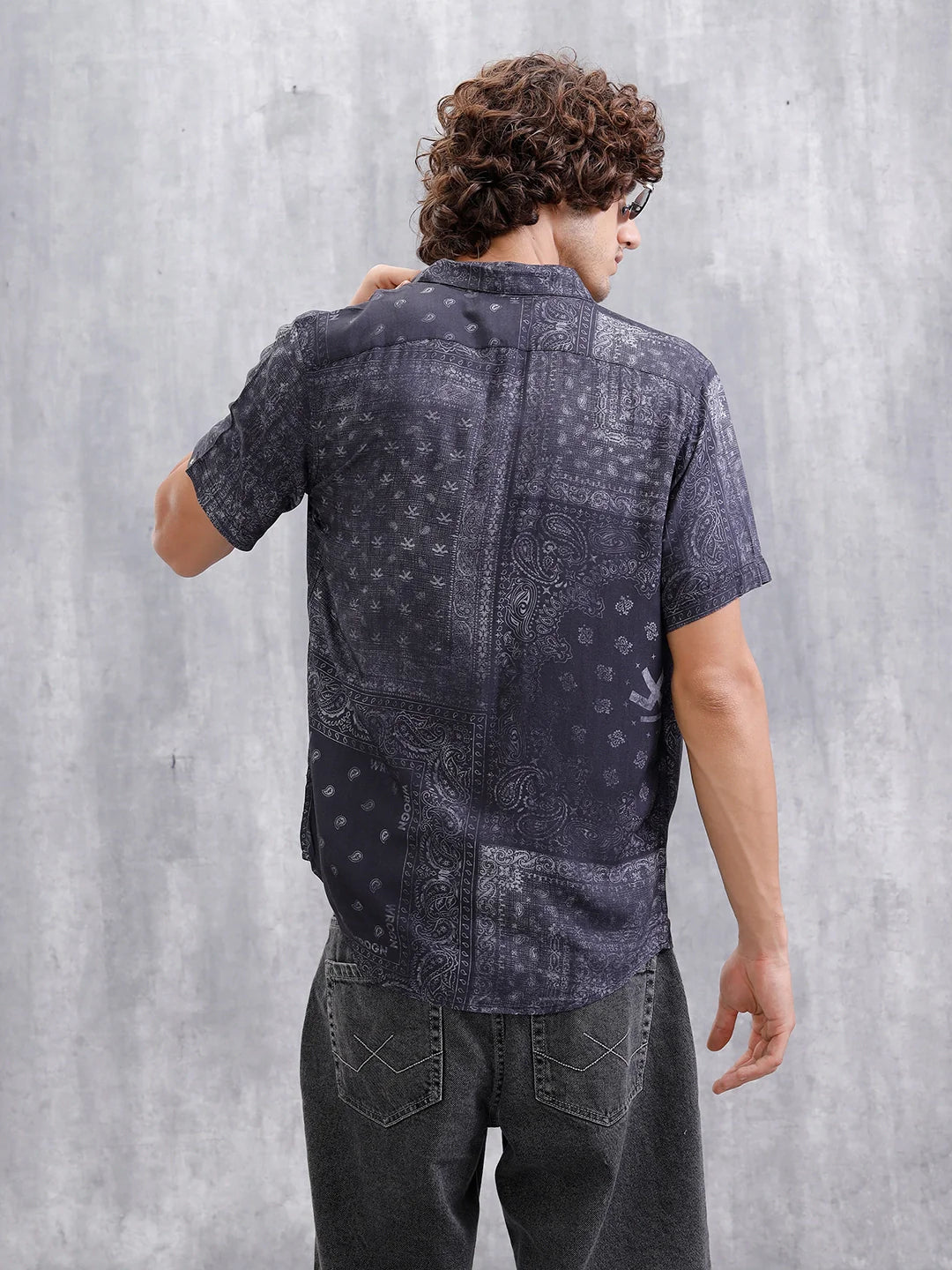 Fluid AOP Slim Fit Shirt | Black