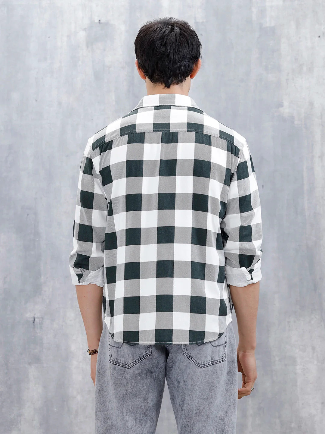 Casual Comfort Fit Checkered Pattern Shirt | Black