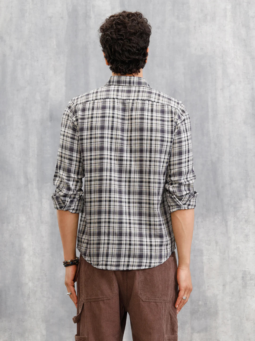 Yarn Dyed Check Shirt In Twill | Grey