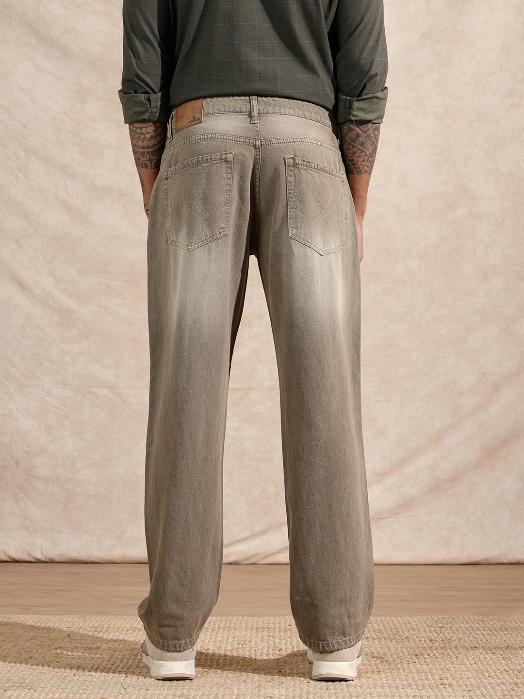 Solid Anti Fit Jeans  | Khaki