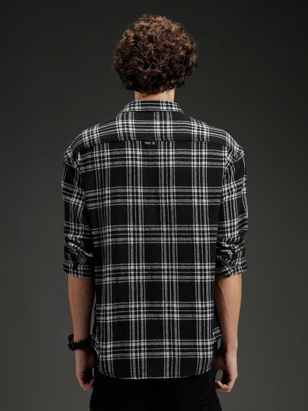Wrogn Men's Casual Checkered Shirt | Black