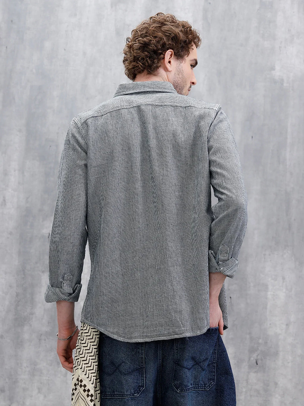 Indigo Micro Striped Shirt | Black