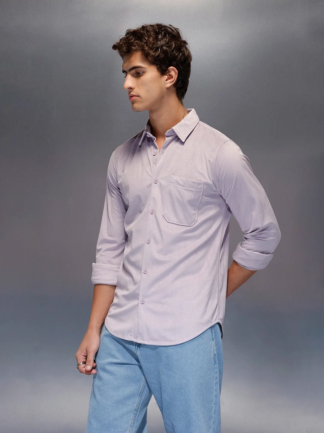 Men's Casual Slim Fit Solid Shirt  |  Purple