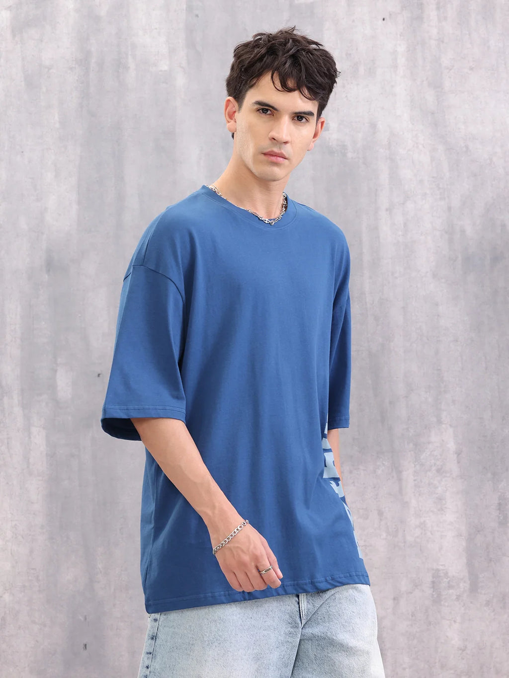100% Cotton Oversized Graphic Tee I Blue