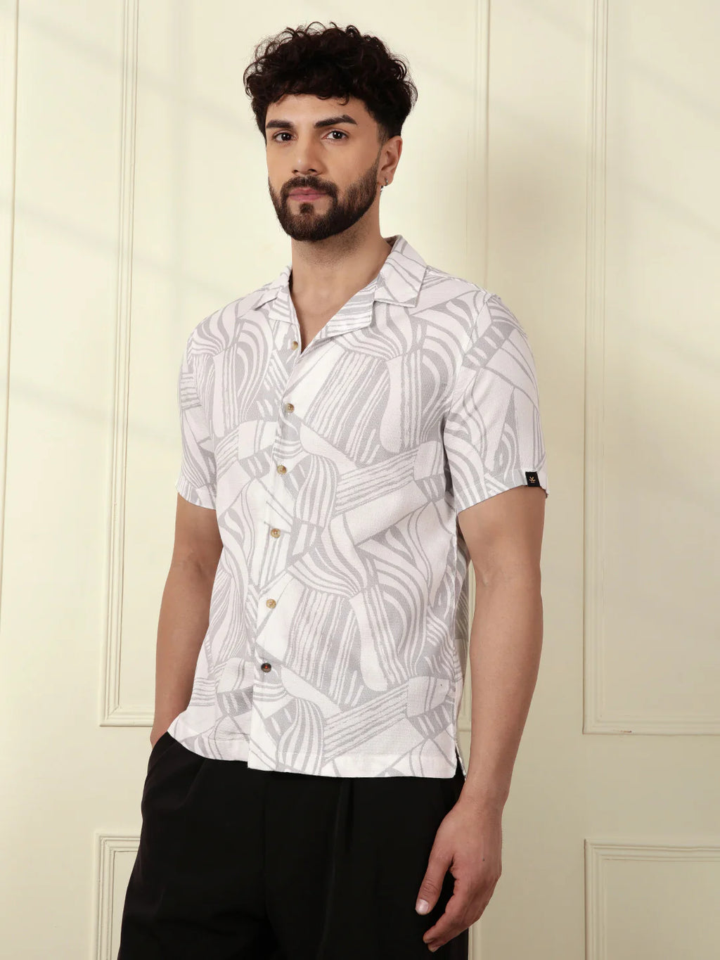 Textured Patterns AOP Shirt | Grey