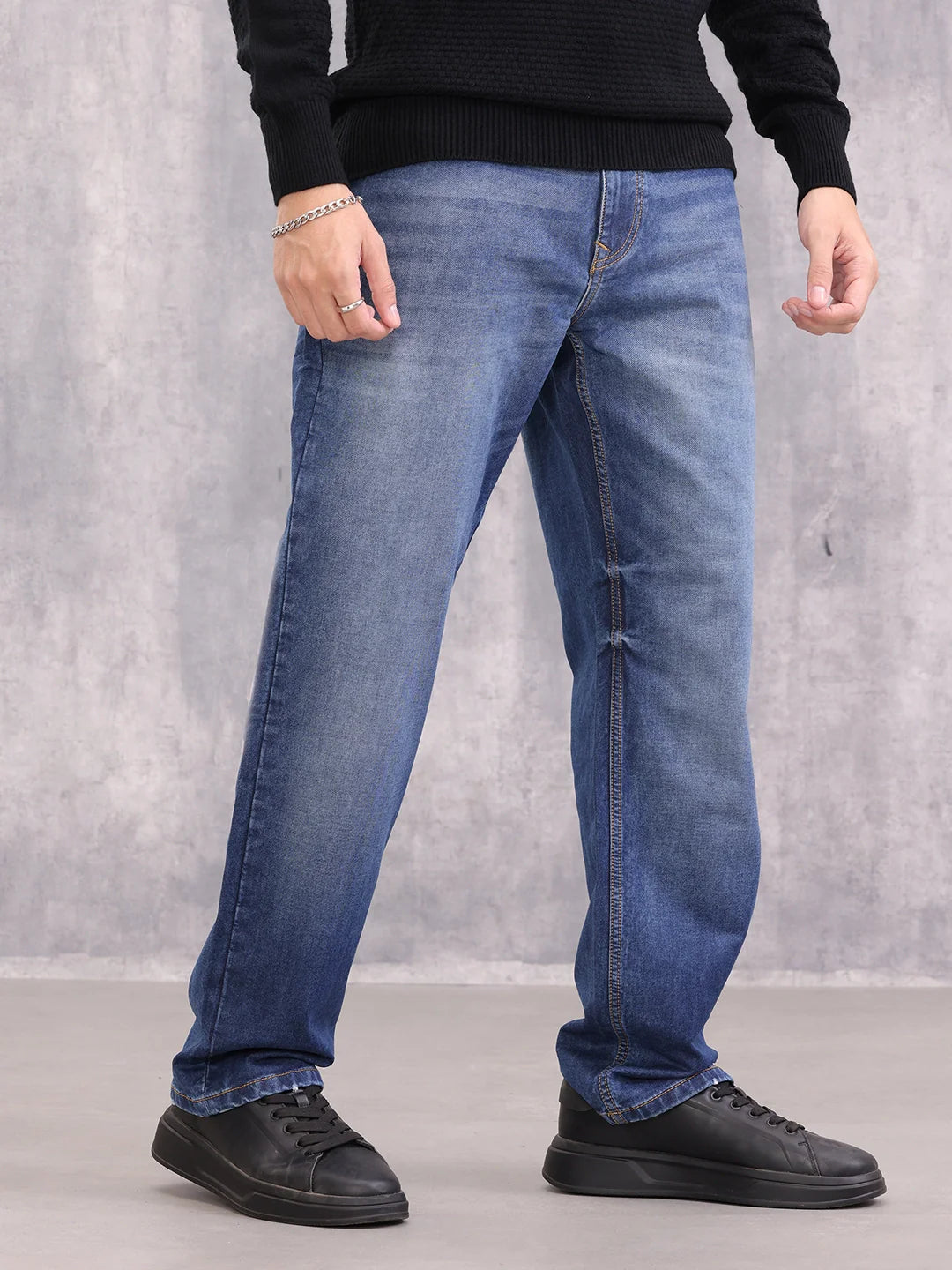 Anti Fit Mid Washed Cotton Spandex Jeans I Dark Stone