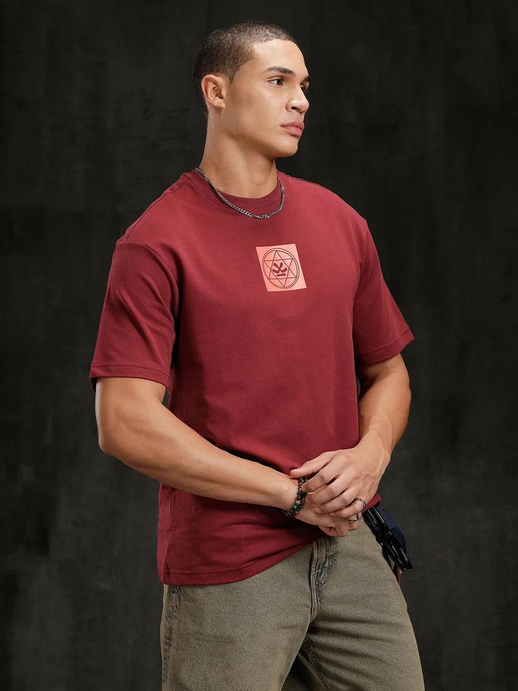 Zen Back Printed T-Shirt | Maroon