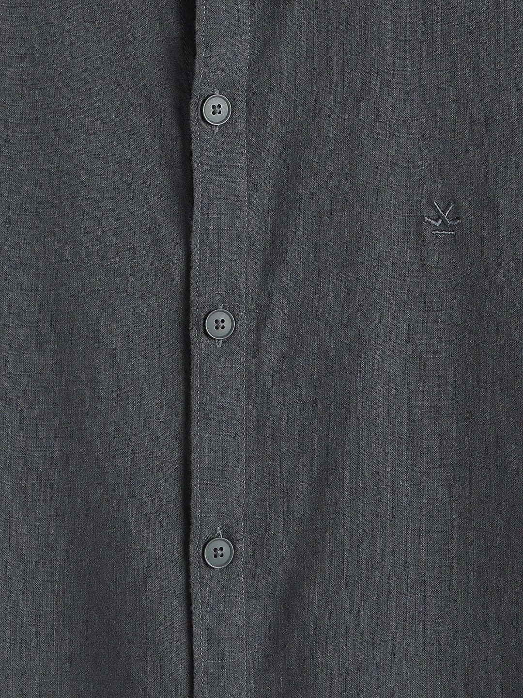 Solid Linen Blend Slim Fit Shirt | Dark Grey