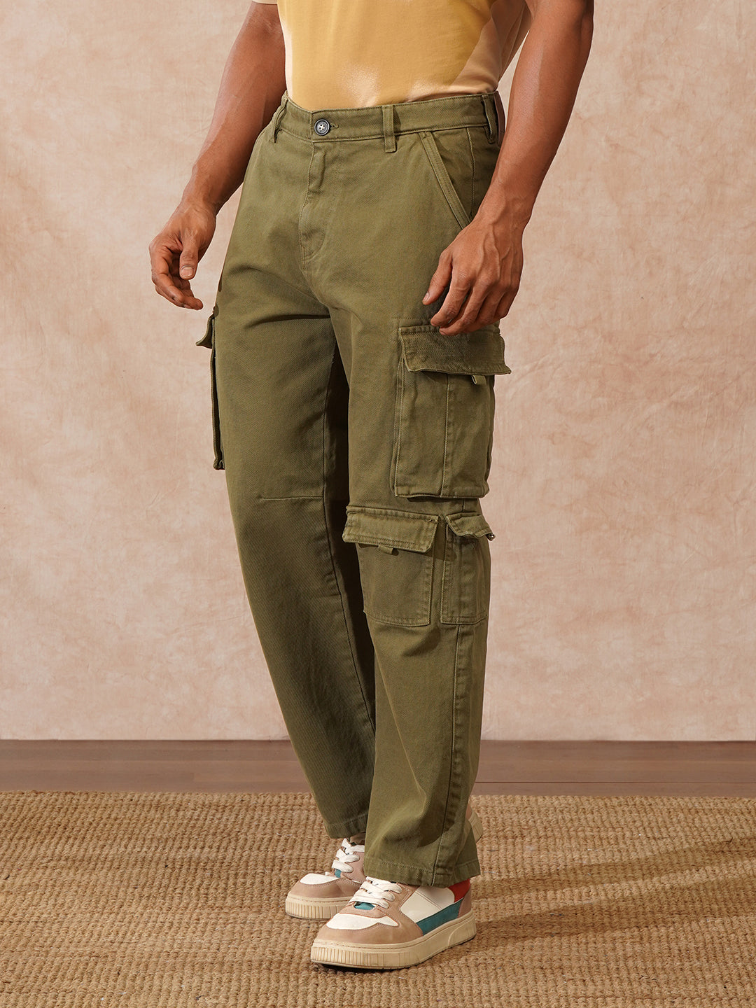 Stacked Loose Fit Cargo Trouser | Olive
