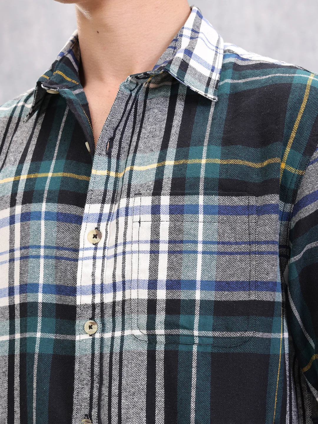 Textured Checkered Regular Fit Shirt | Green