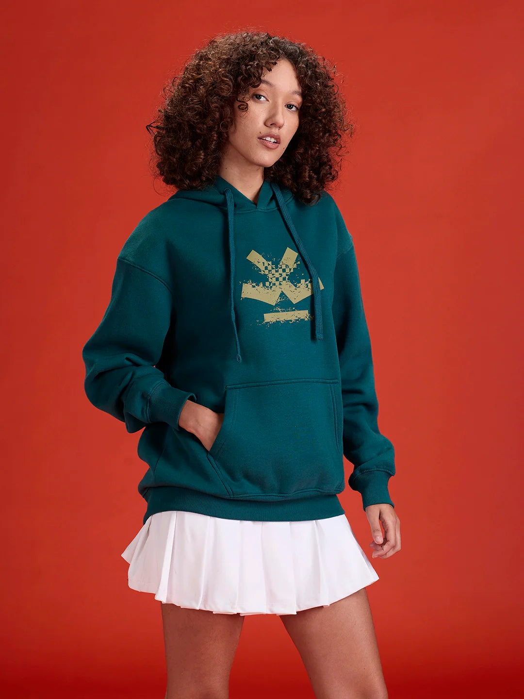 Wrogn Oversized Graphic Hoodie For Men | Teal