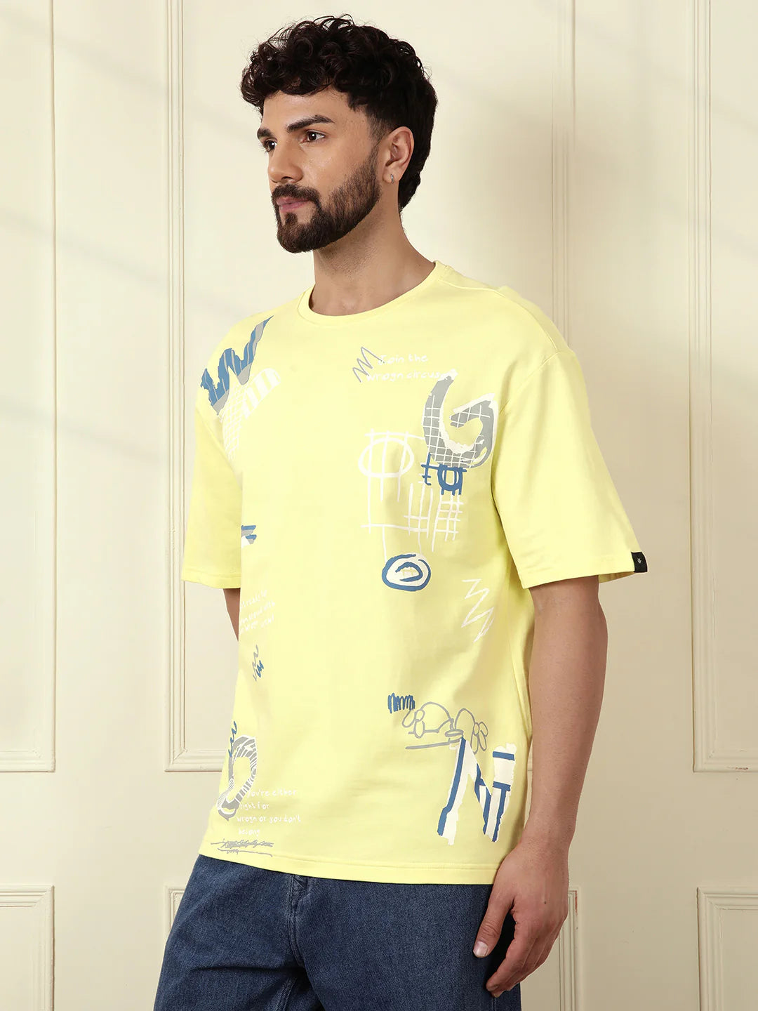 Heavy GSM Placement Print T-Shirt | Lime Green