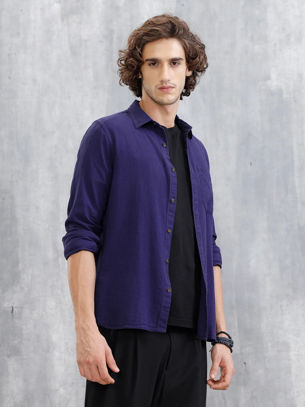 Solid Regular Fit Shirt | Navy Blue