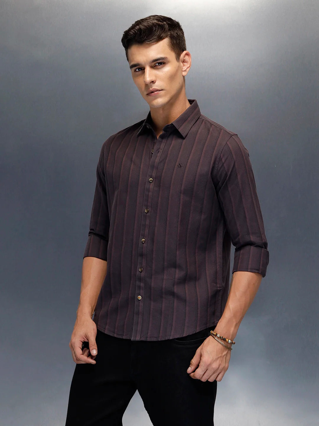 Men's casual striped pattern shirt | Purple
