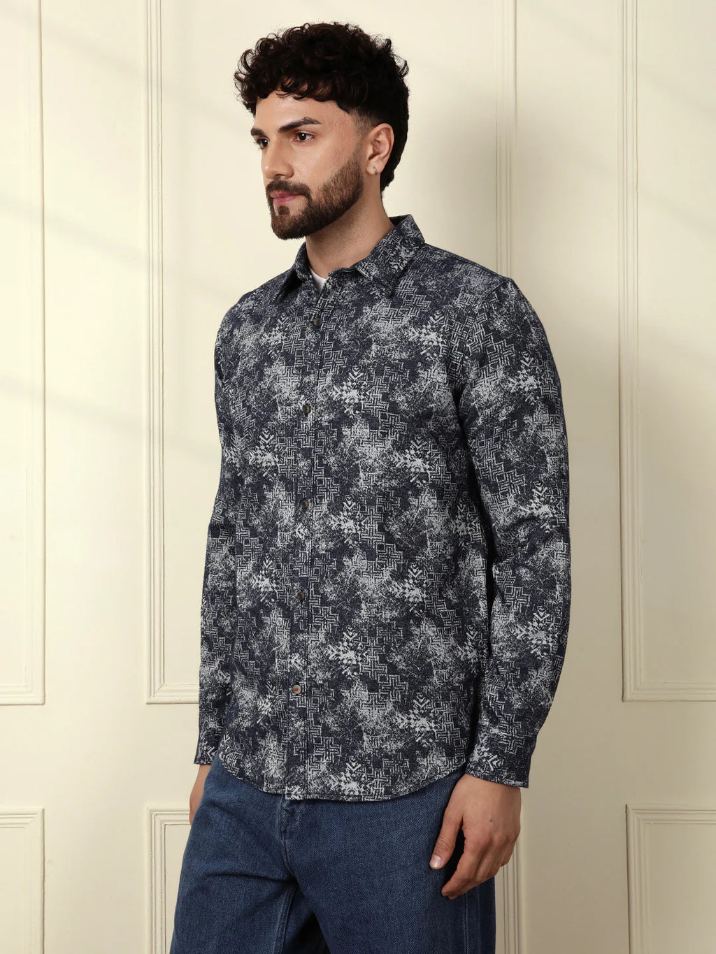 Textured Knit Shirt | Navy Blue