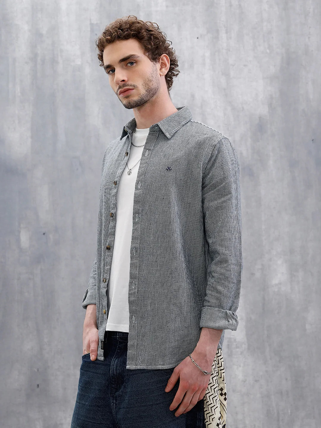 Indigo Micro Striped Shirt | Black