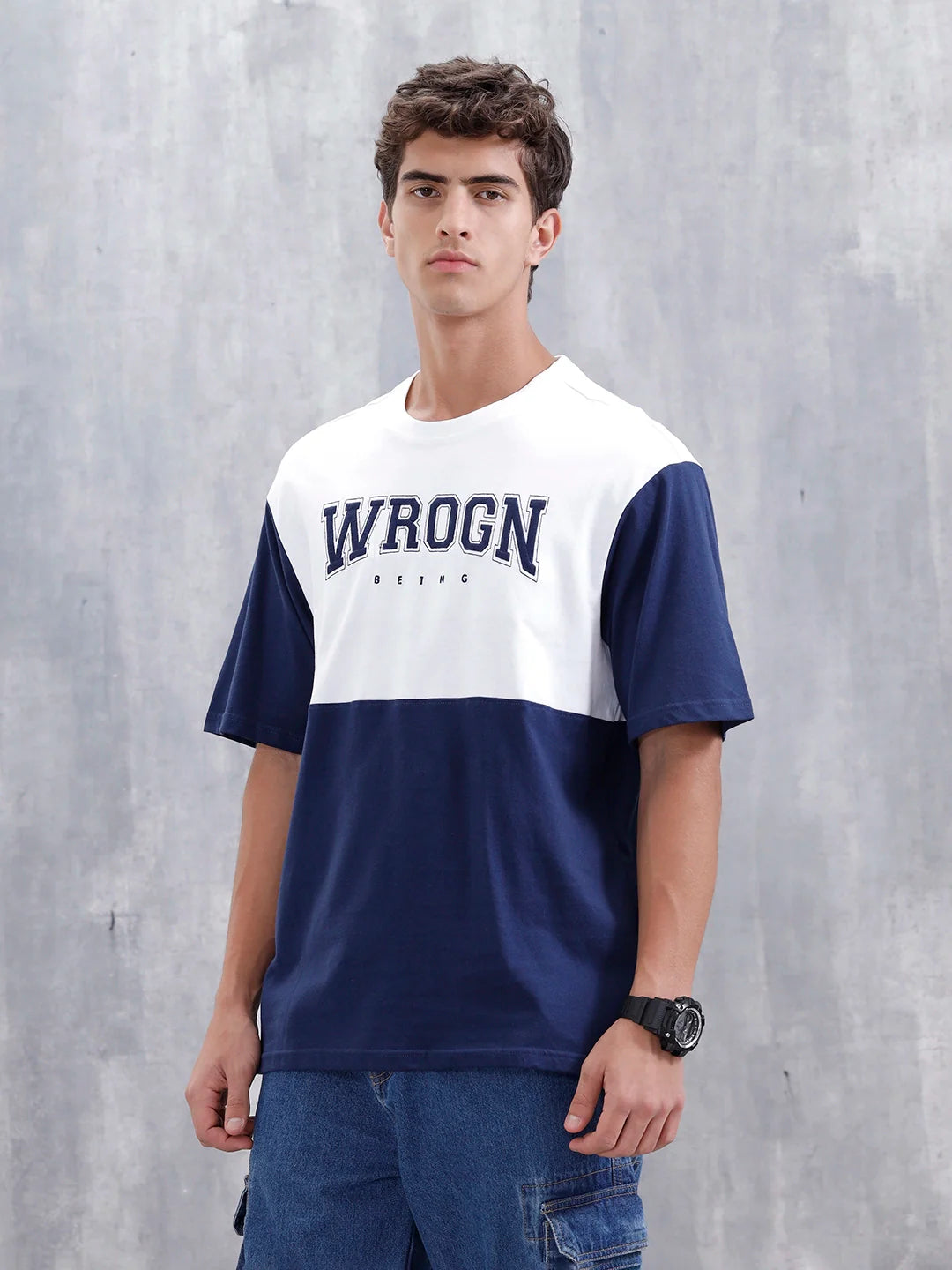 Casual Men Sporty Look Oversized Fit Tee With Print | White
