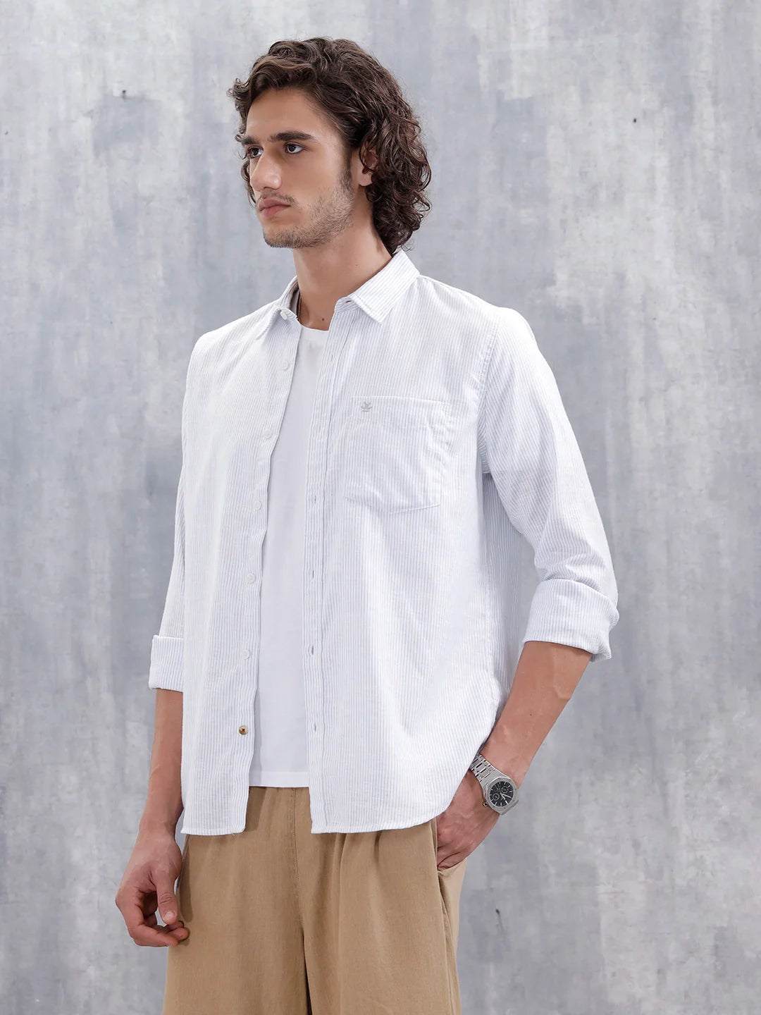 Men's Casual Striped Pattern Shirt | Light Blue