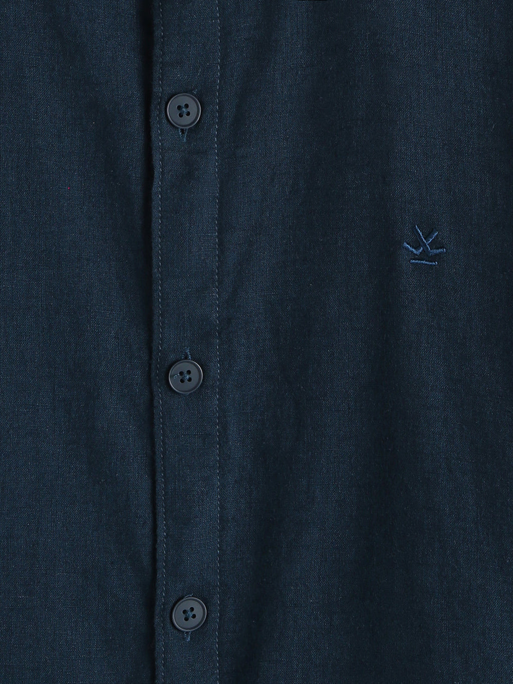 Solid Linen Blend Slim Fit Shirt  | Navy Blue