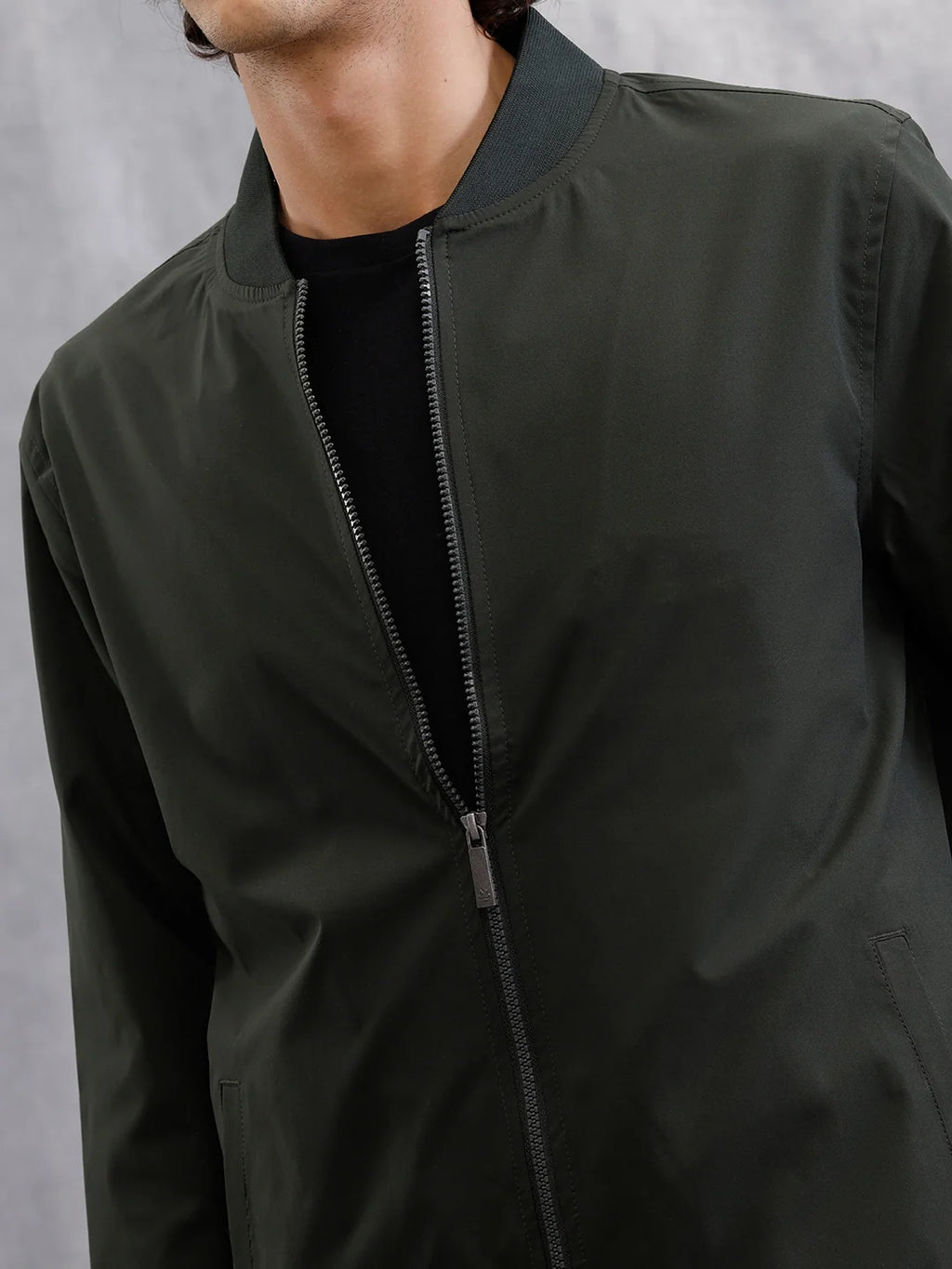 Solid Bomber Jacket | Dark Green