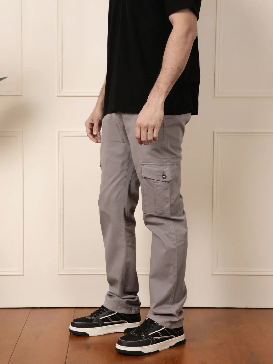Peached Cotton Cargo Trouser | Grey