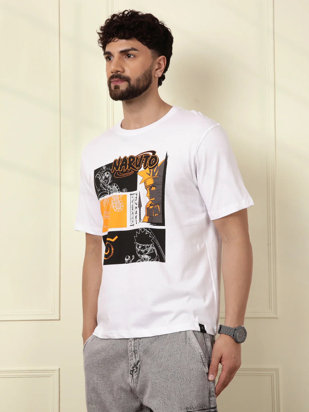 Printed White Naruto T-Shirt