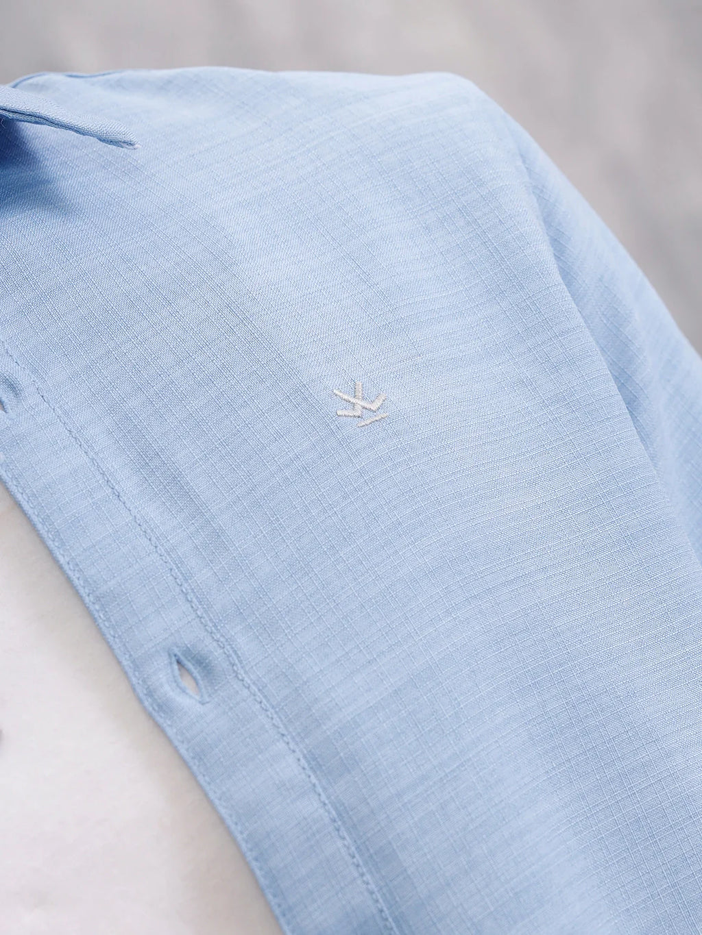 Textured Solid Shirt In Slim Fit  |  Blue