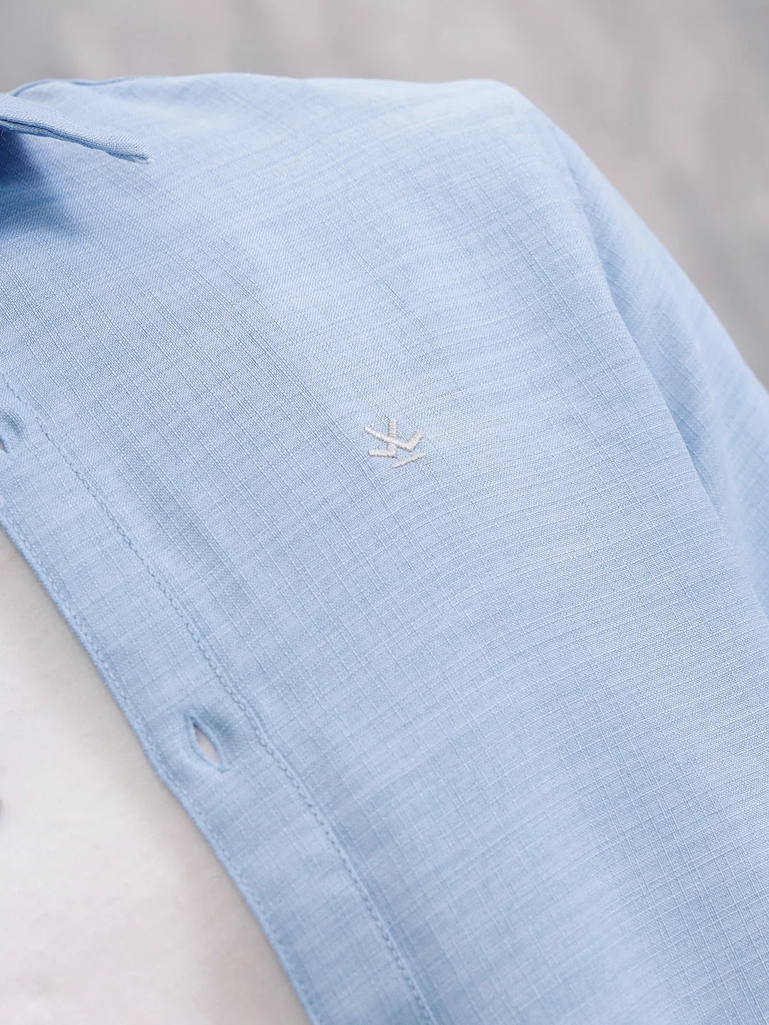 Textured Solid Shirt In Slim Fit  |  Blue