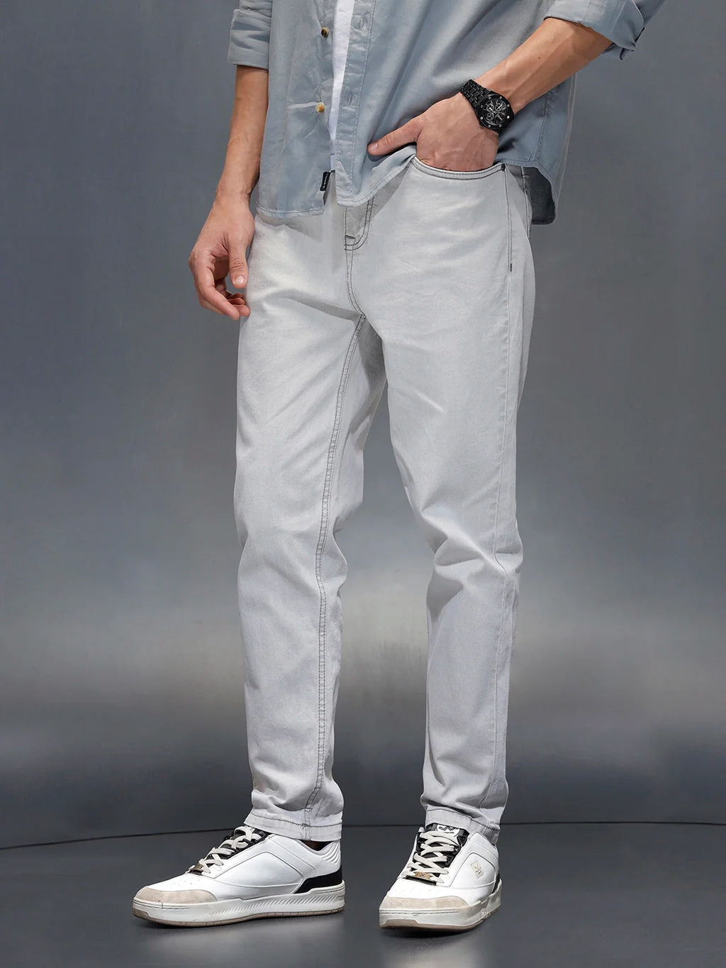Men's casual slim ankle fit jeans | Grey