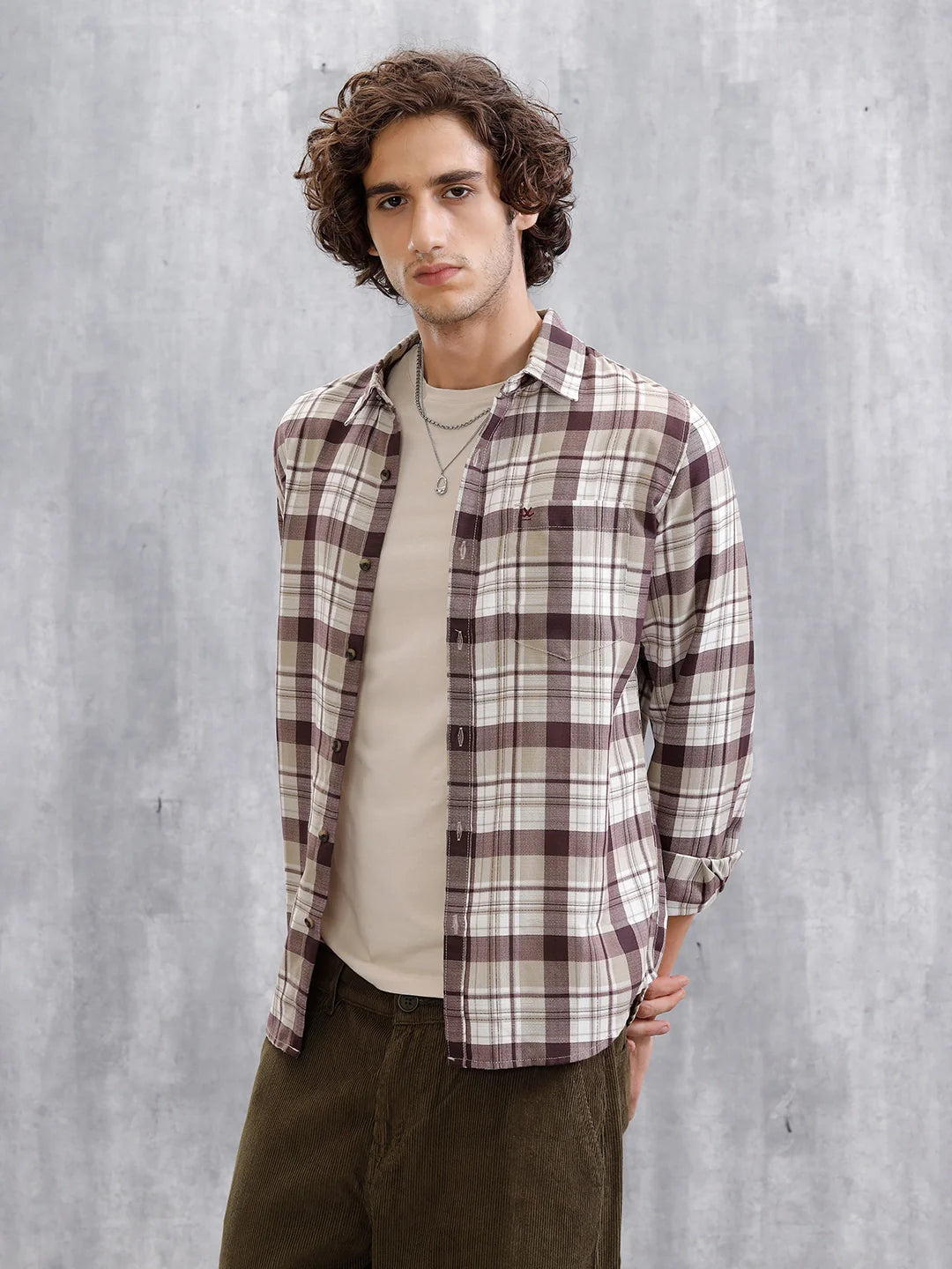 Checkered Full Sleeve Shirt | Brown
