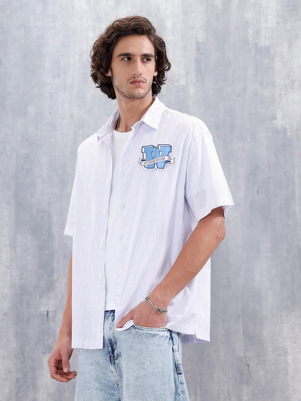 Varsity-Inspired Casual Oversized Striped Shirt For Men | Pink