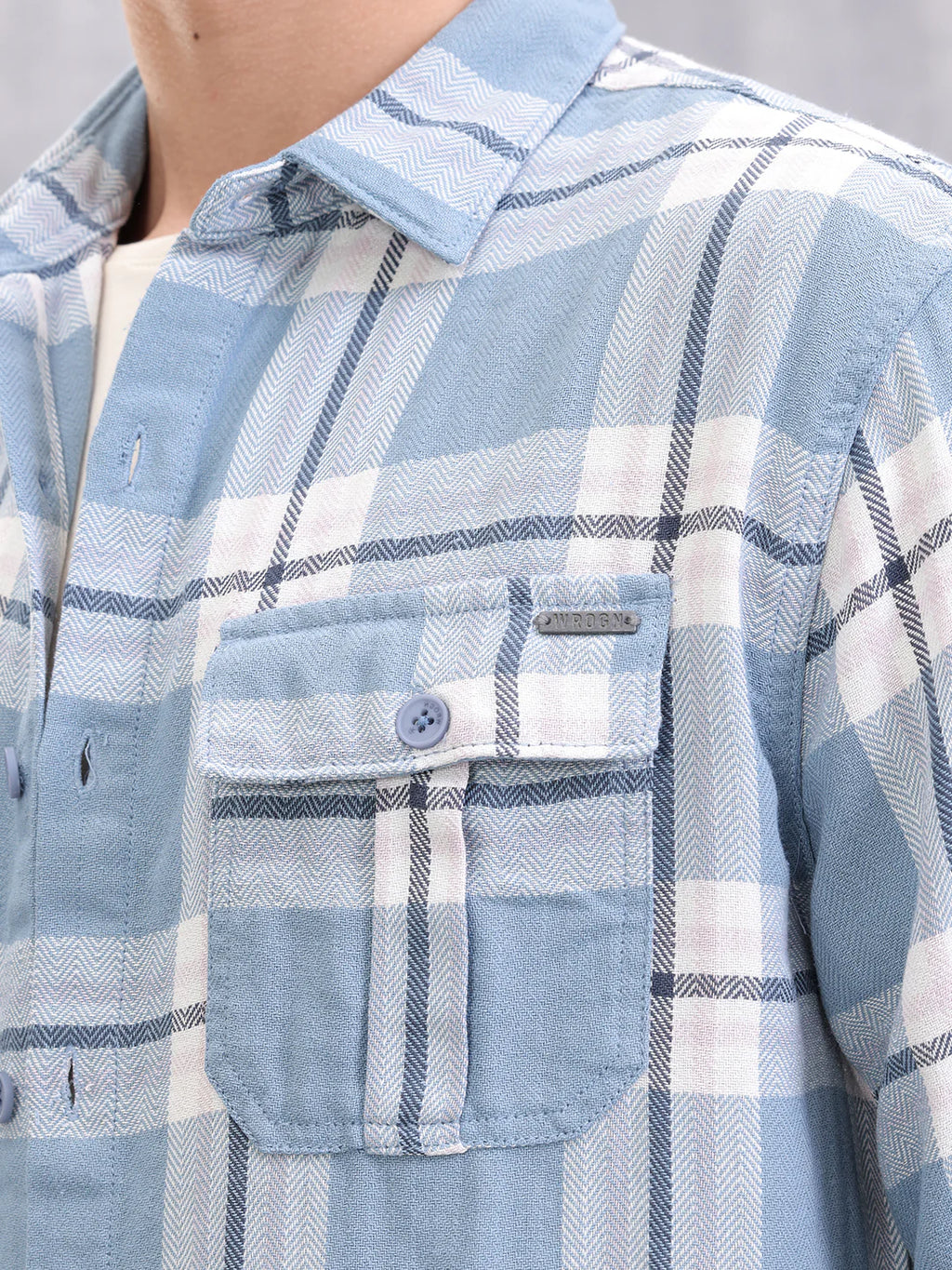 Double Pocket Checkered Shirt | Blue