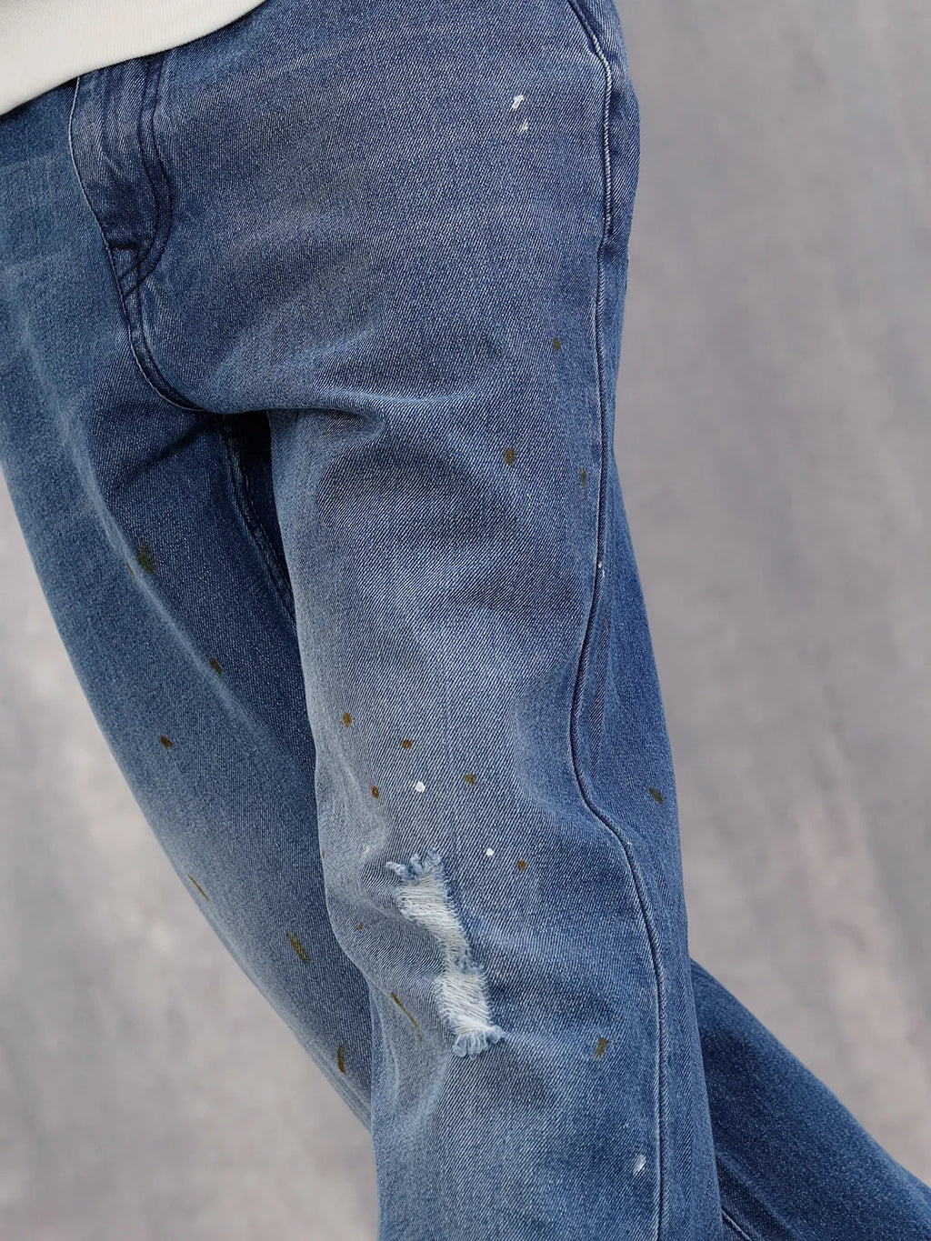 Mid Blue Anti Fit Mild Distressed Jeans I Midstone|