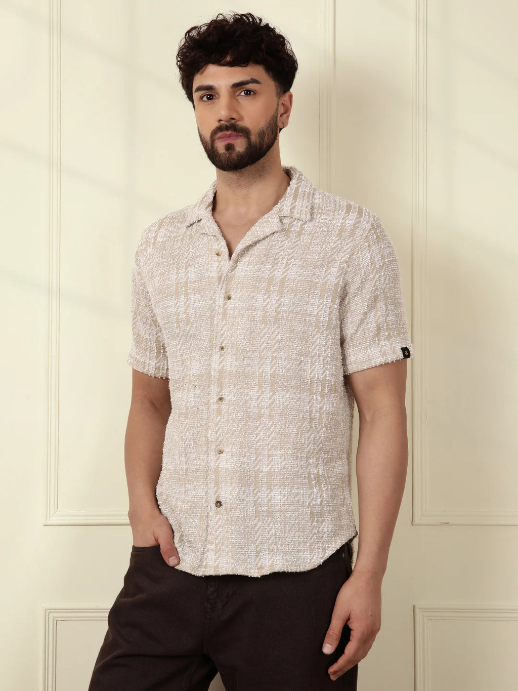 Textured Knit Shirt | Beige