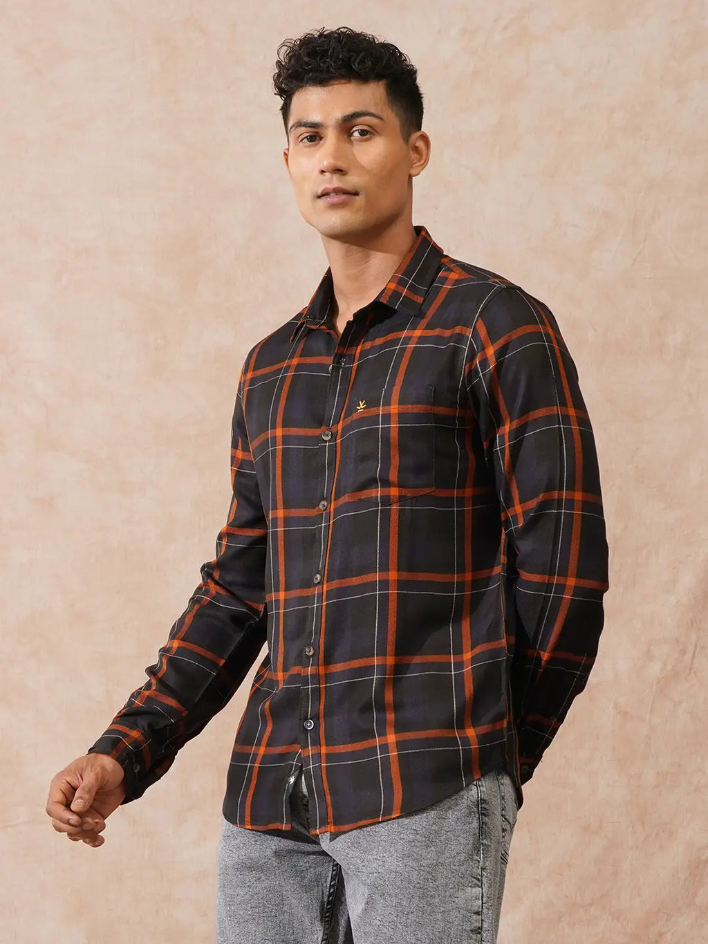 Checked Light Weight Shirt | Brown