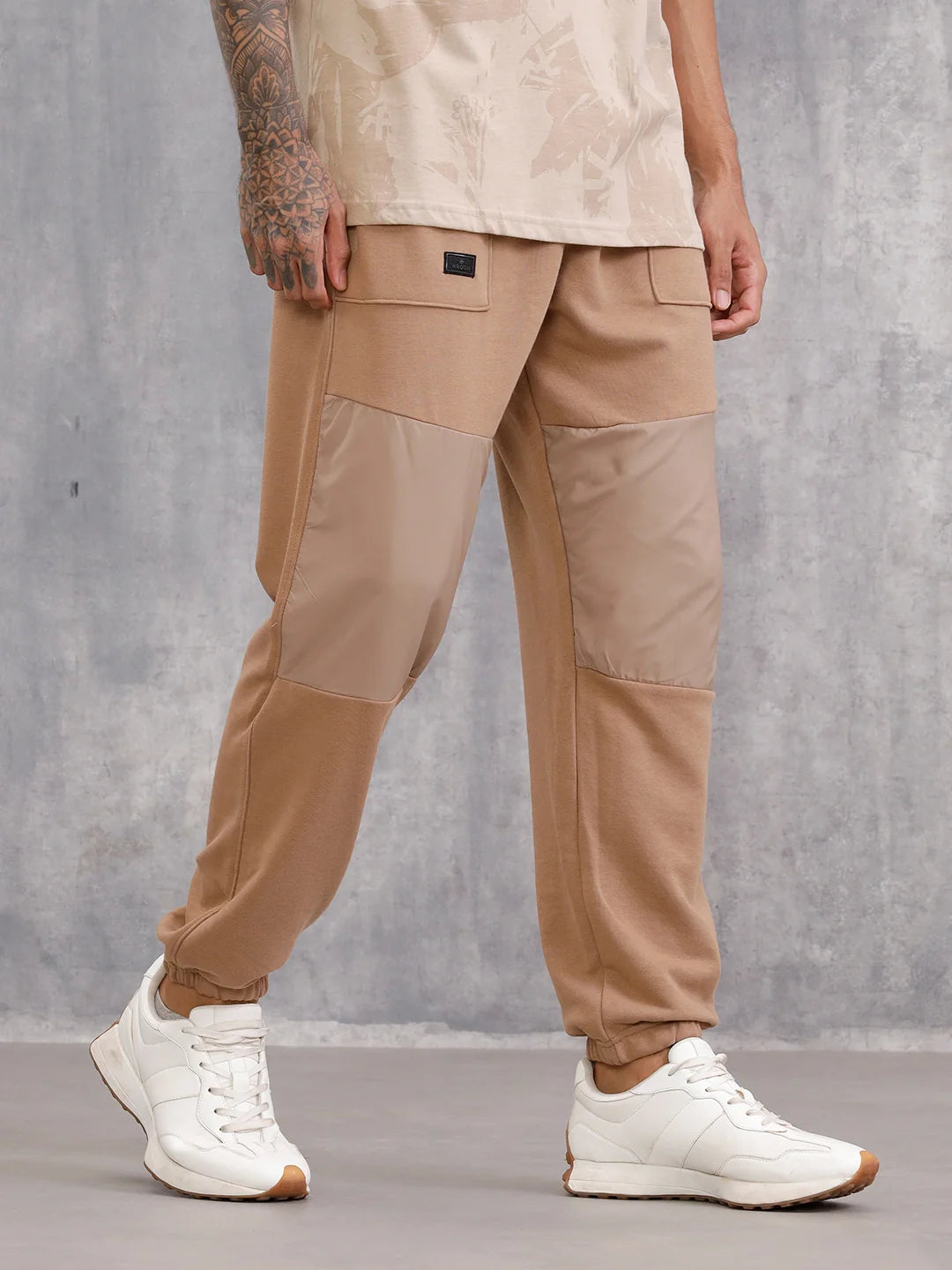 Tonal Colourblock Comfort Fit Jogger | Brown