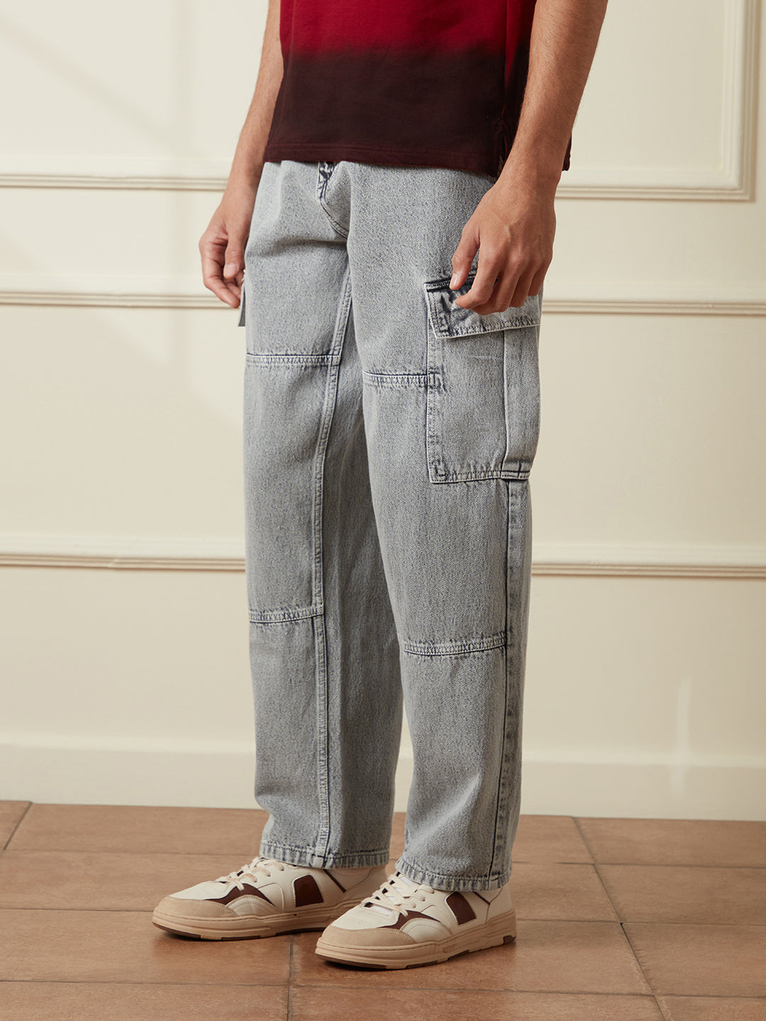 Casual Anti Fit Denim Cargo | Grey