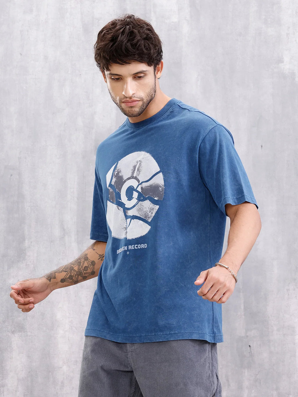 Dvd Graphic Printed Oversized Fit Tshirt | Blue