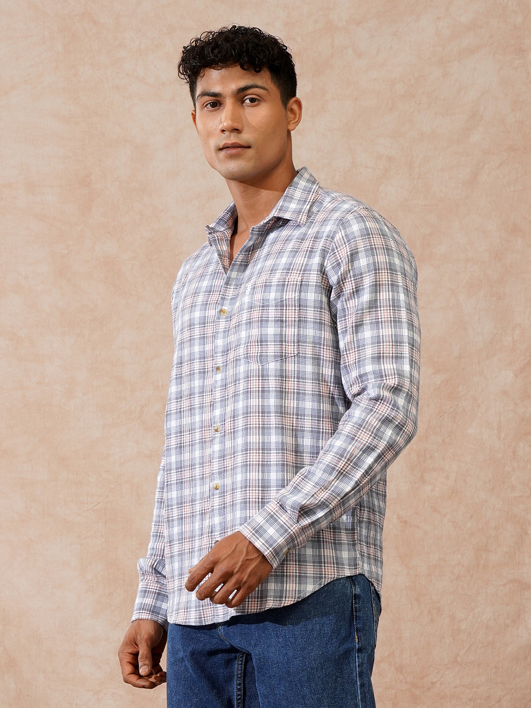 Textured Seersucker Slim Fit Shirt | Grey