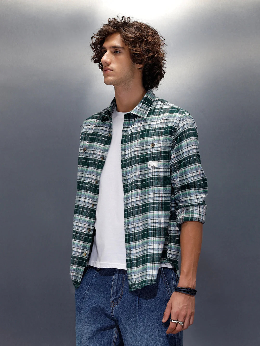 Textured Checkered Shirt | Green