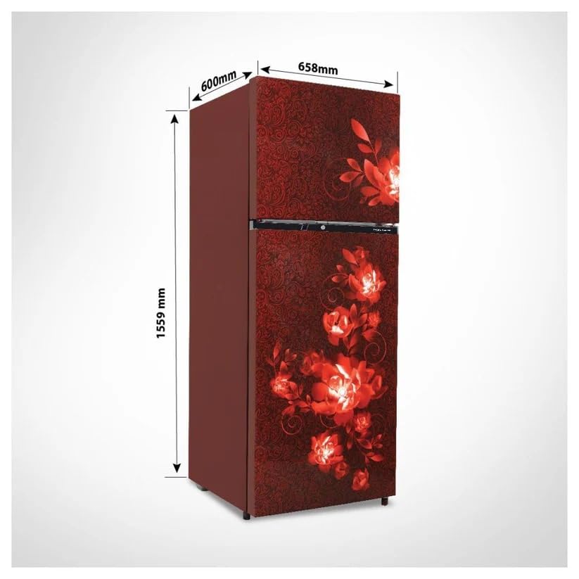 Voltas Beko RFF295D/W0CWR0I0000GD 250L 2 Star Frost Free Double Door Refrigerator Flower Wine