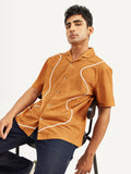 Men's Resort Collar Embroidered Relaxed Fit Shirt