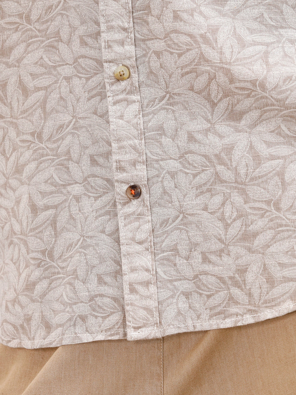 Floral Printed Slim Fit Men's Casual Shirt | Khaki