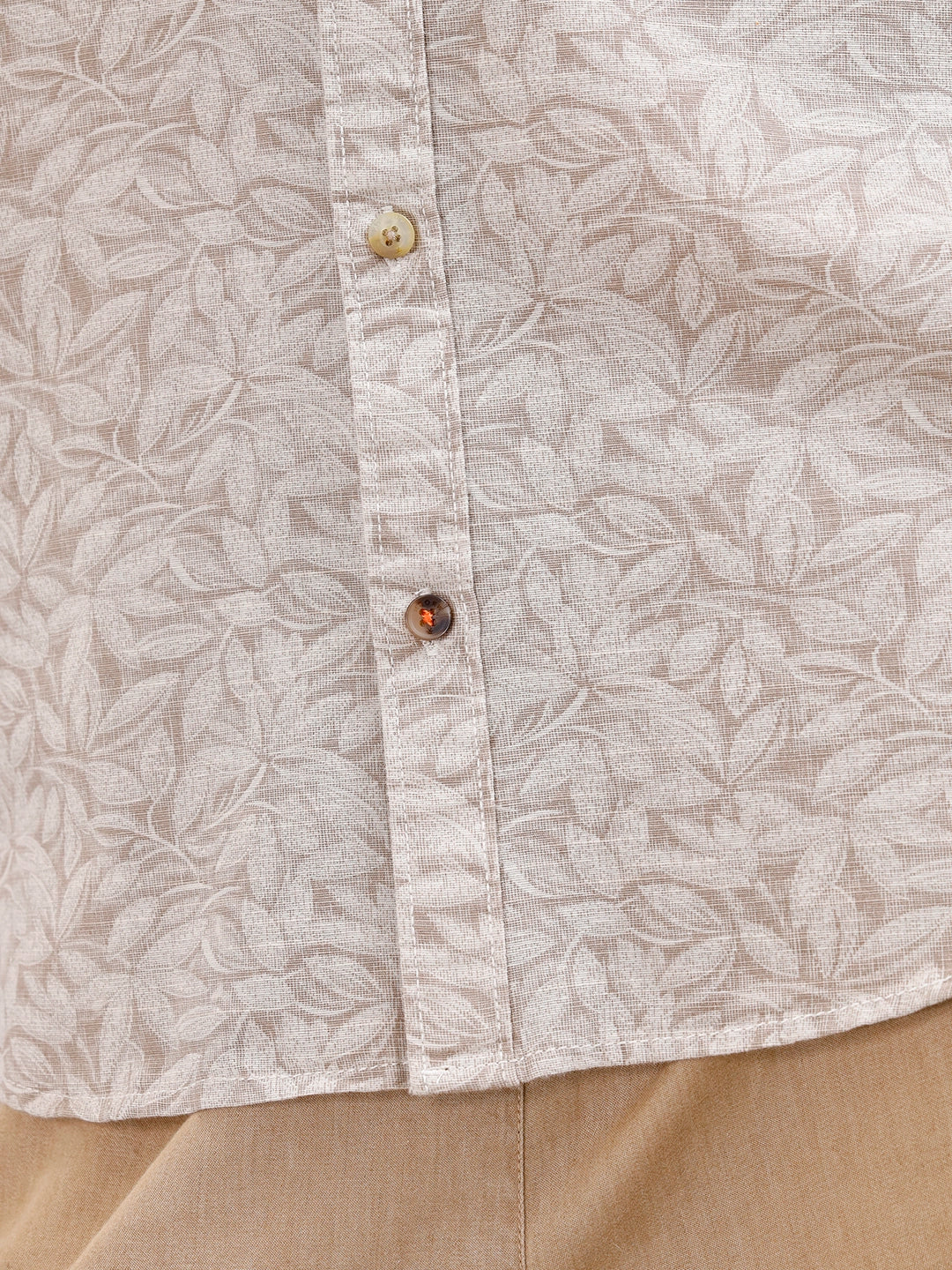 Floral Printed Slim Fit Men's Casual Shirt | Khaki