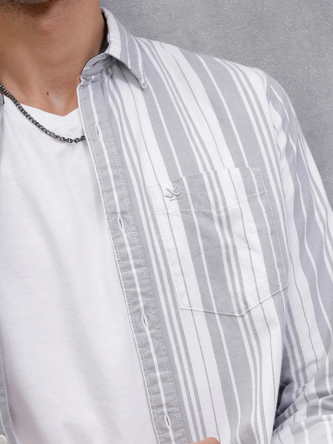 Micro Cord Stripes Shirt | Grey