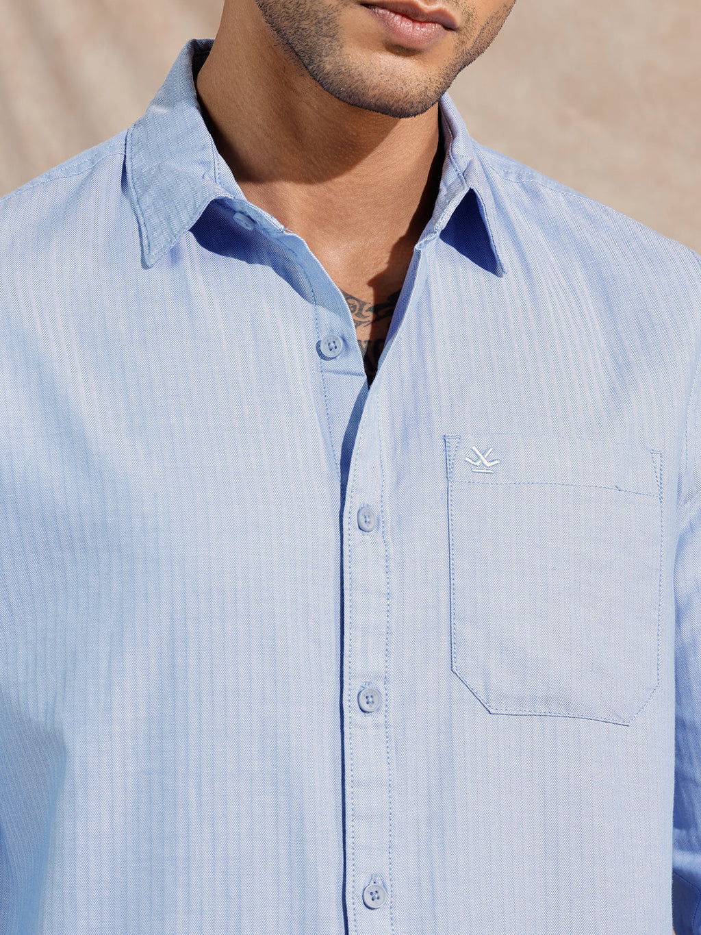 Herringbone Textured Shirt | Blue