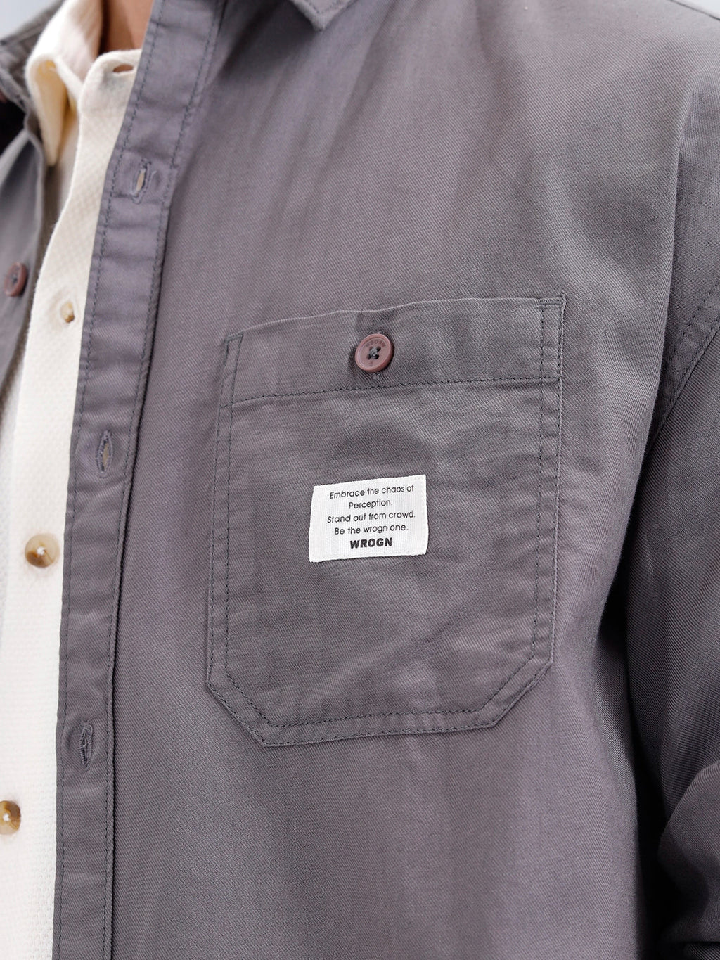 Men's Oversized Double Pocket Casual Shirt | Grey