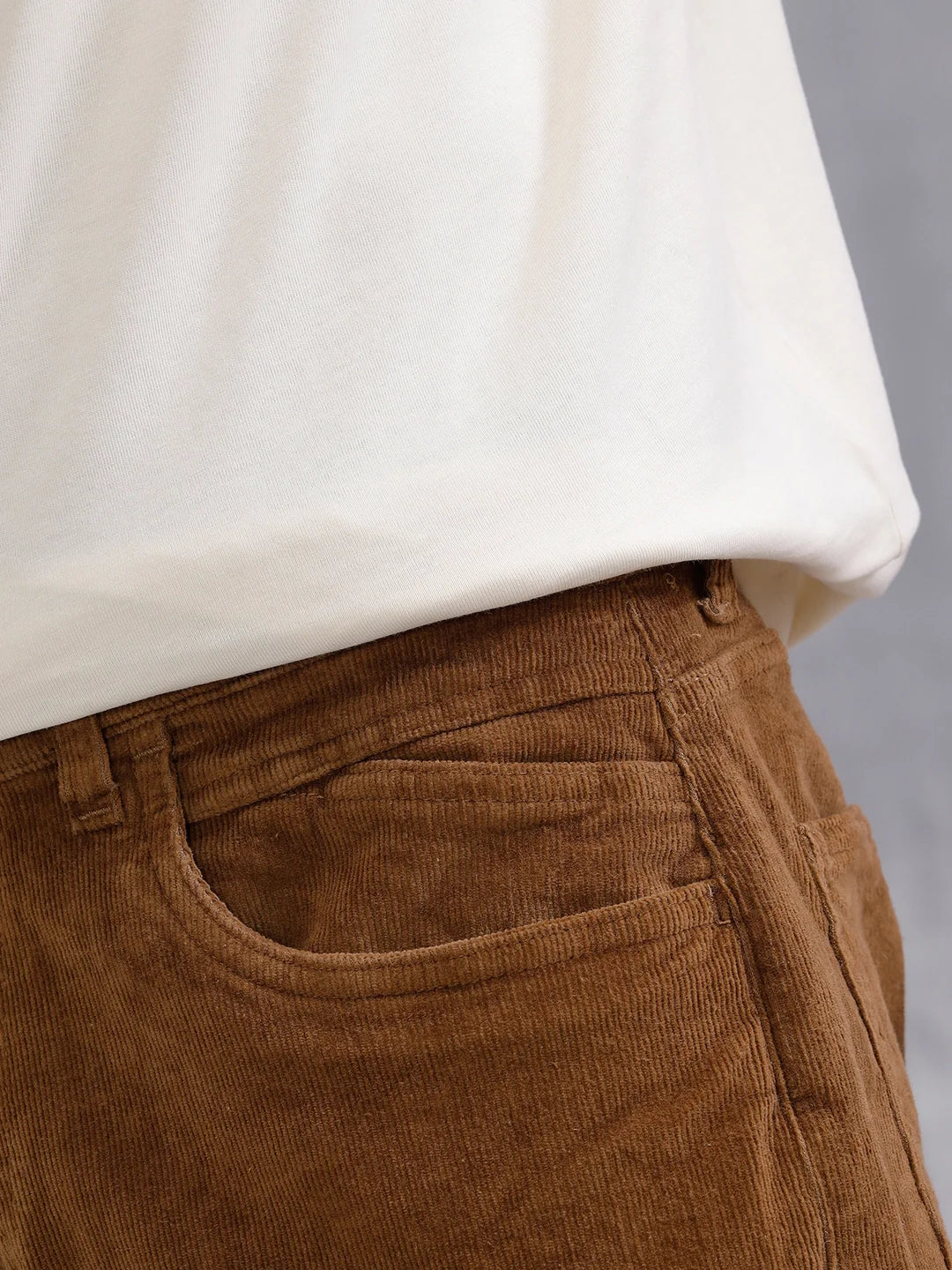 Corduroy Straight Fit Trousers  | Khaki