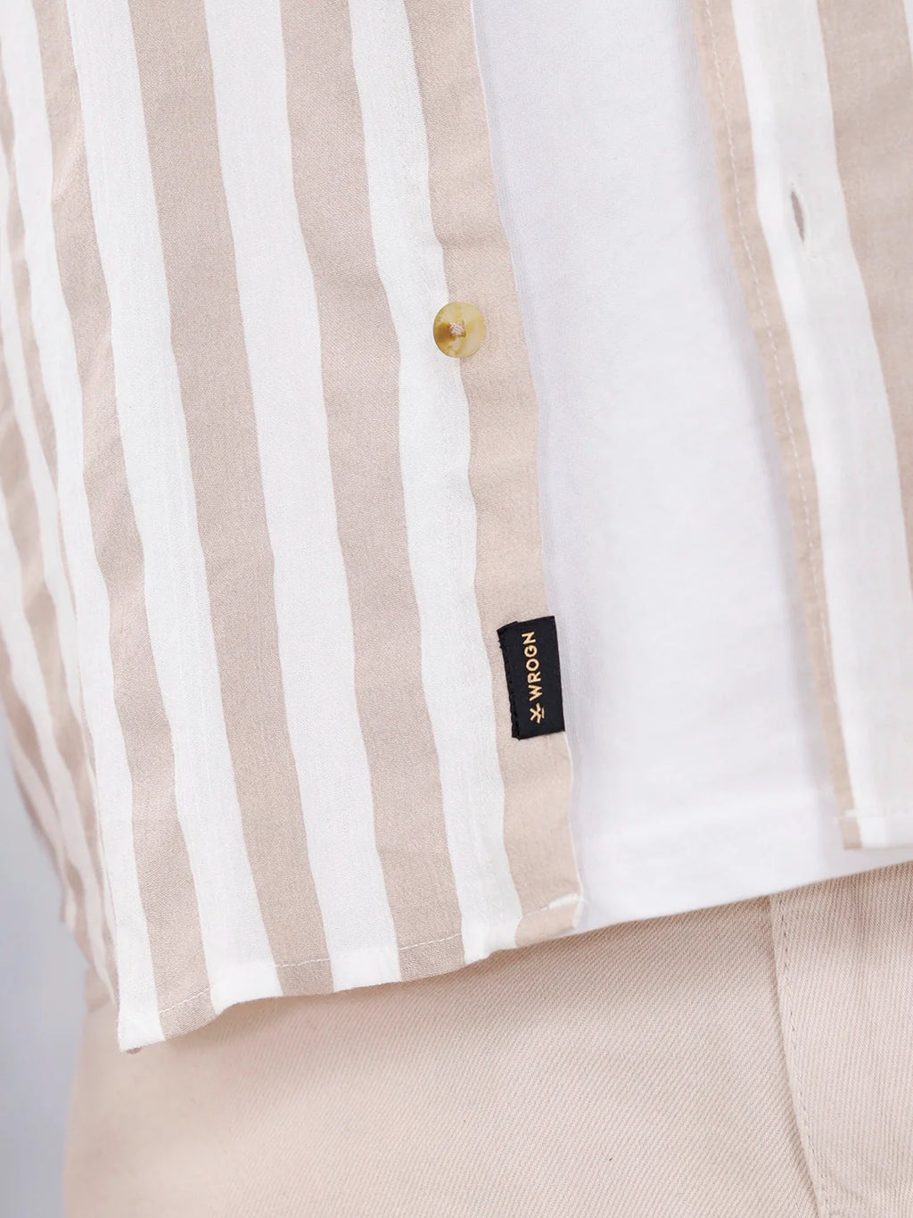 Comfort Fit Striped Casual Shirt For Men | Beige